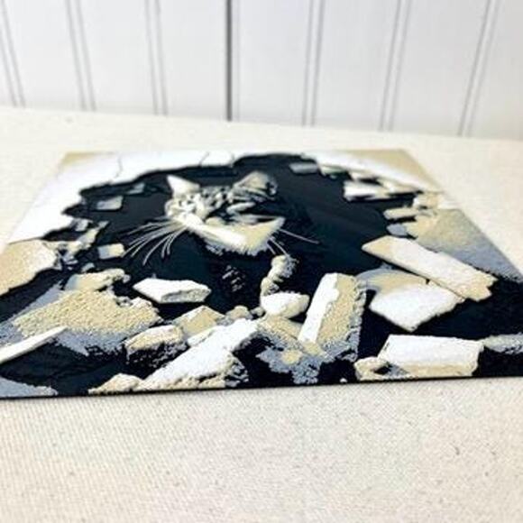 Curious Tabby Cat Art, Cat in Crumbling Wall Art, Bold Cat Print, Cat Decor - Picture 8 of 9